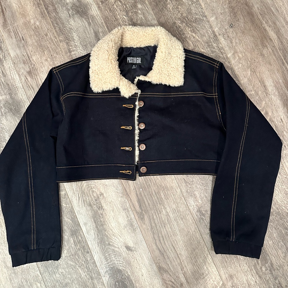 INSANE Poster Girl cropped denim fur jacket. Dead stock!!!